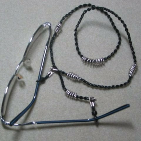 Black Braided Leather and Spiral Wire Eyeglass Chain