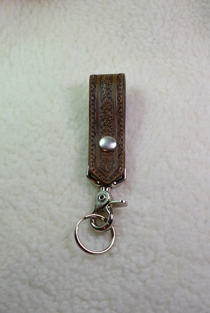 Dark Brown Leather Belt Hanger Keyfob Strip Style