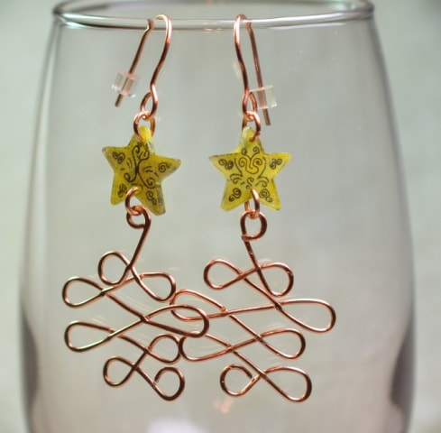 Christmas Tree and Star Dangle Earrings