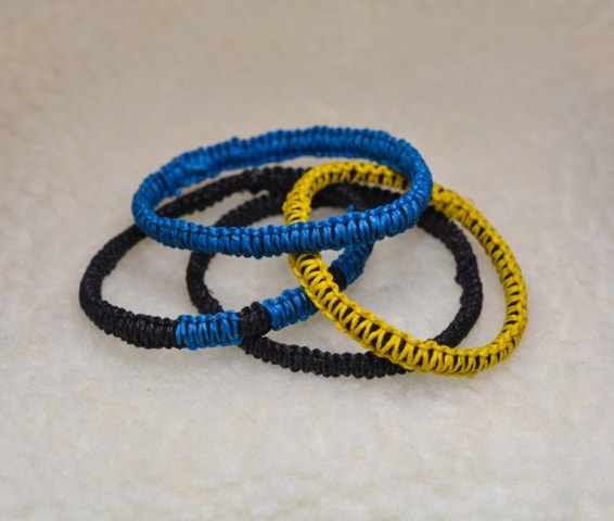 Hemp Hair Tie Large Assorted Colors - Blue, Yellow, Black