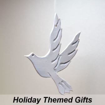 Leather Christmas Ornament - Hand Carved Hand Painted White Dove