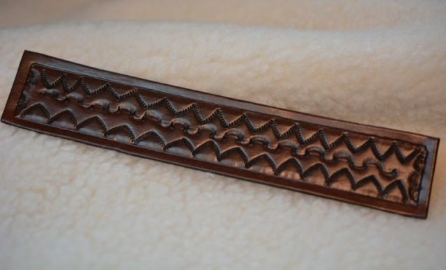 Hand Stamped Leather Bookmark - Mahogany Color