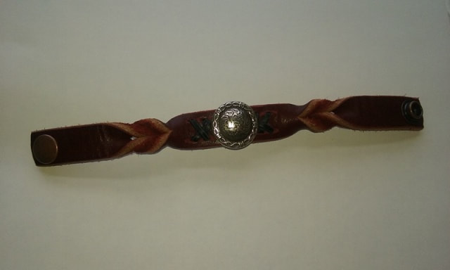 Leather Twisted Braid Bracelet with Decorative Black Lacing