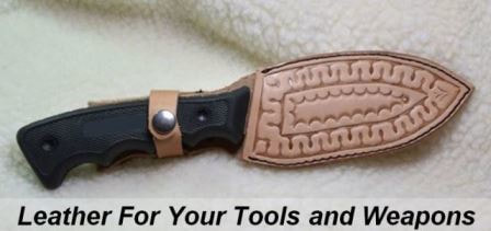 Leather Knife Sheath with Stamped Arrow Design