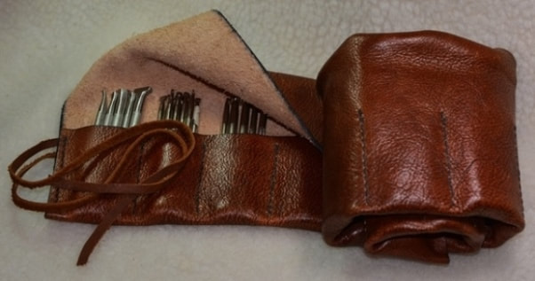 Leather Tool Roll Reddish Brown