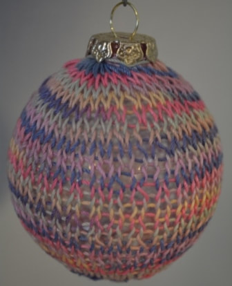Multicolor Hand Knit Glass Ball Christmas Ornament