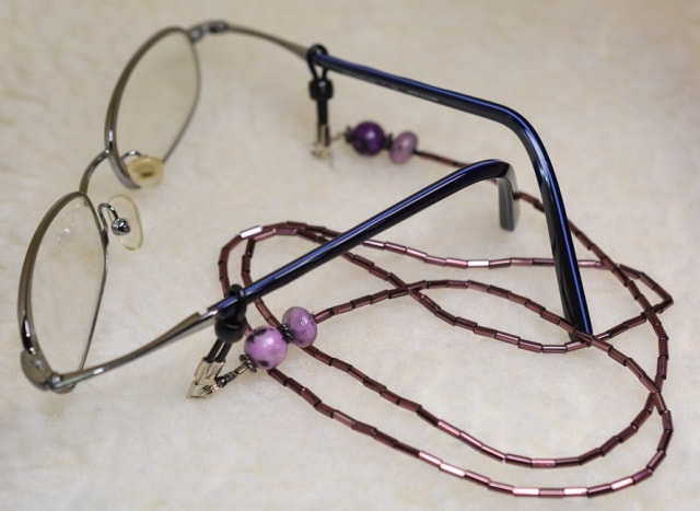 Beaded Eyeglass Chain Purple Bead and Semi-Precious Stone