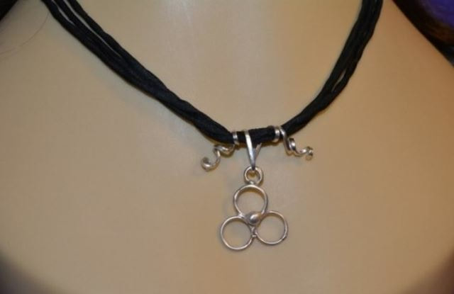 Silk Cord Necklace with Sterling Silver Flower Pendant