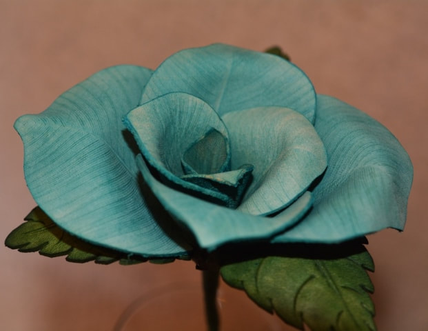 Single Turquoise Leather Rose