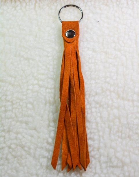 Suede Leather Fringe Tassel Keychains burnt orange