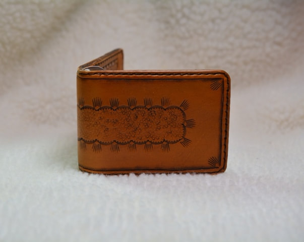 Tan Leather Front Pocket Money Clip Wallet